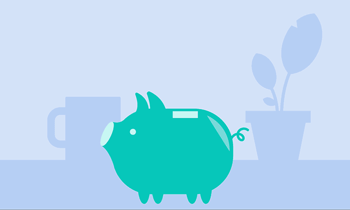 A employee hand putting money into a piggy bank and the employer hand also depositing money