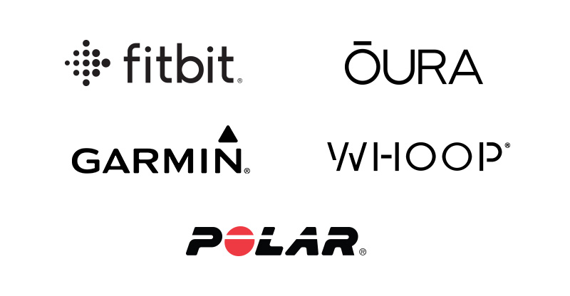 garmin, polar and fitbit logos