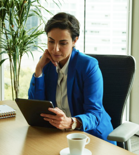  A woman using an iPad